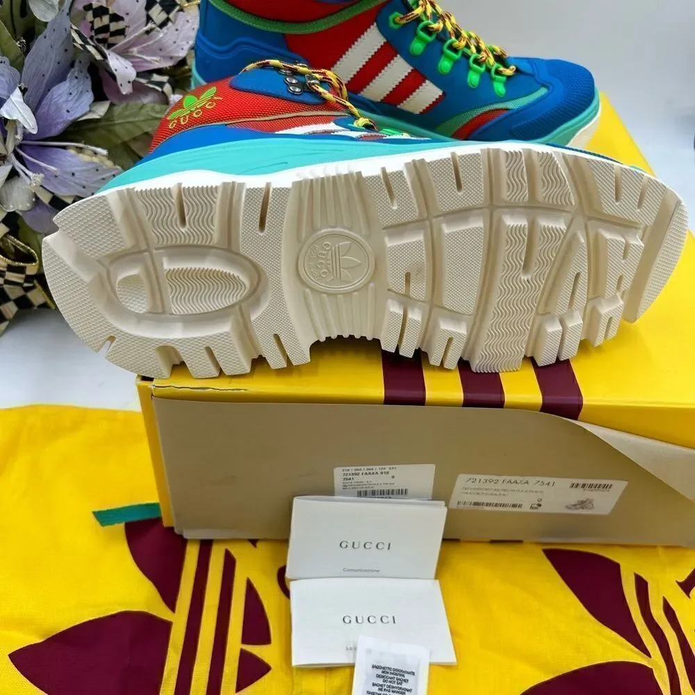 Men’s Gucci, X Adidas, lace up trainer, boot size 9 made in Italy